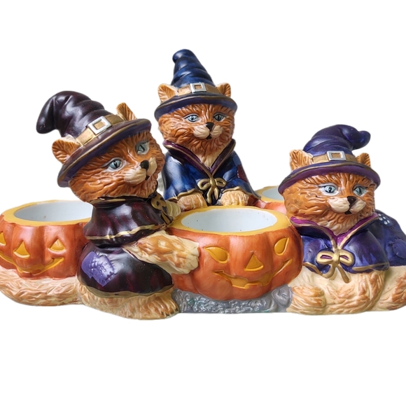 PartyLite Other - PartyLite Abracadandle Halloween Cats Tealight Candle Holder Ginger Orange Kitty